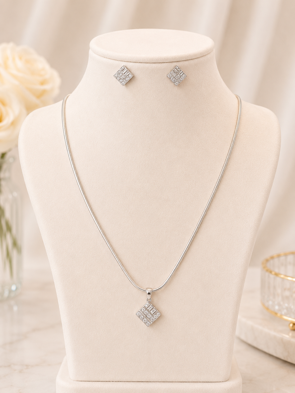 Moonlit Square Necklace Set