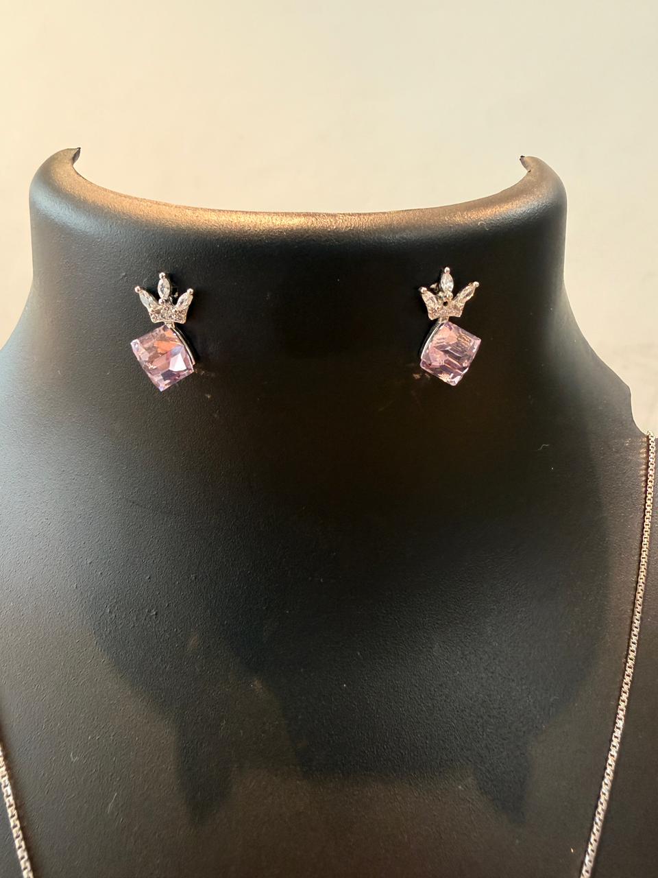 Pink Drop Necklace Set