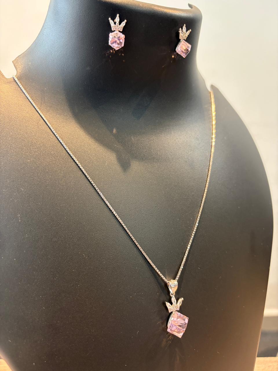 Pink Drop Necklace Set