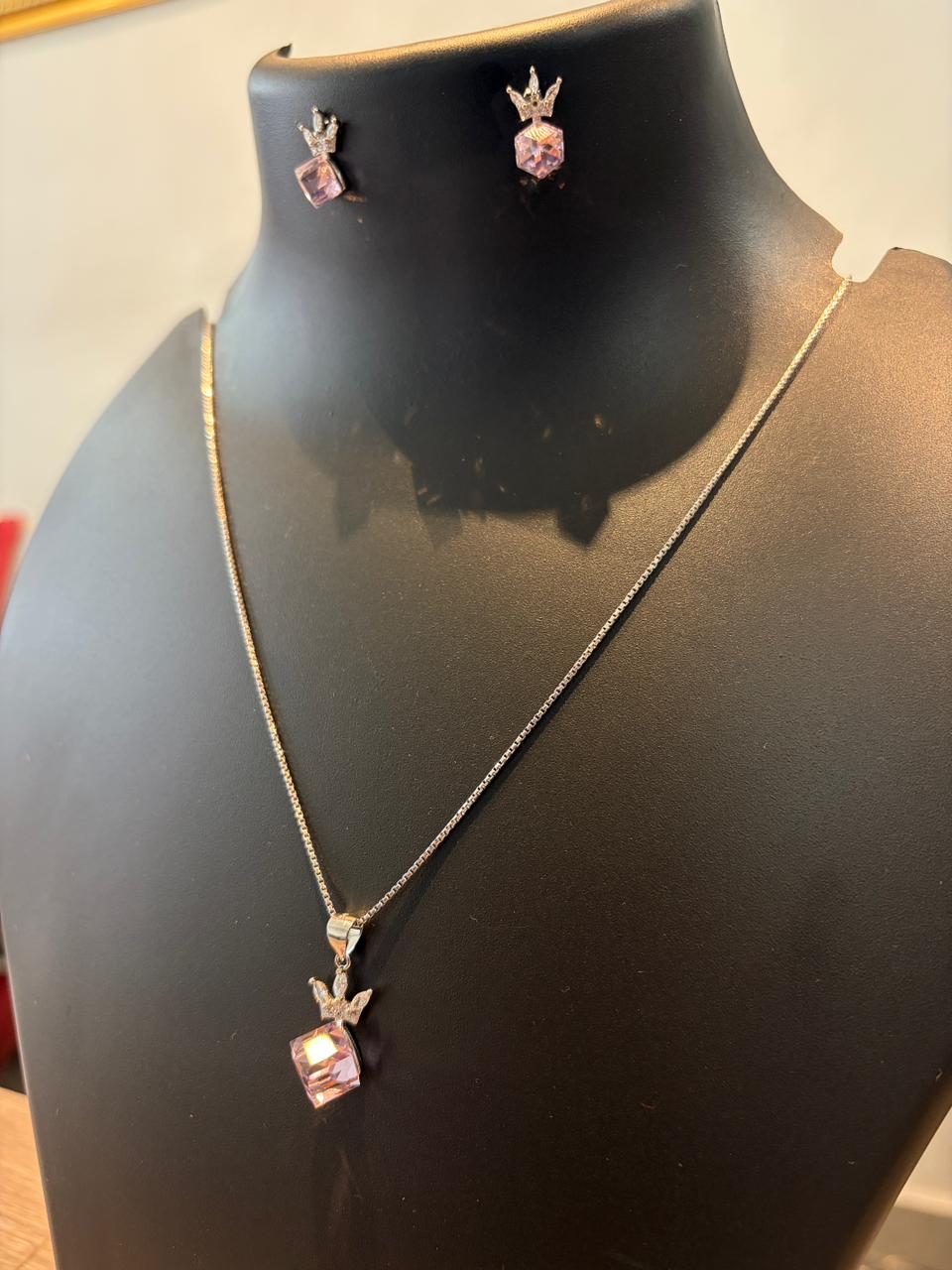 Pink Drop Necklace Set